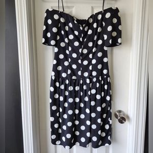 Vintage 80's Off The Shoulder Polka Dot Dress